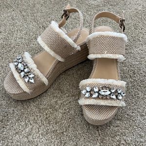 Crown Vintage woven jeweled wedges